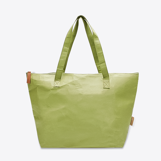 Washable Kraft Paper Green Shoulder Bag Women's Beach Tote Bag Fashionable Handbag